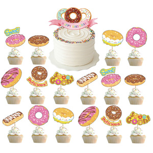 Pancarta de Cumpleaños para Niña, Guirnalda Colgante, Globos, Adornos para Cupcakes, Decoración de Fiesta con Temática de Donuts, Pancarta para Baby Shower - Product Image 4