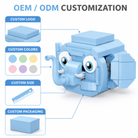 Ensemble de blocs de construction interactifs personnalisés en forme d'éléphant, jouets de construction STEM avec boutons à presser pour animaux mobiles, pour enfants, OEM, marque privée