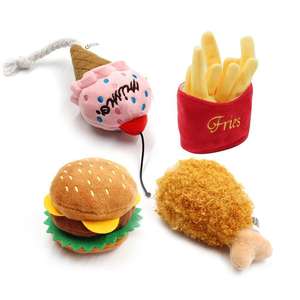 Petop Jouet interactif pour chien, nouveauté écologique, en peluche, avec sons (burger, frites, hot-dog), seau de rangement en forme de fast-food - Product Image 4