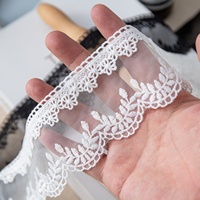 Dentelle en tulle de soie de lait double face simple de 5 cm de large, dentelle en maille brodée soluble dans l'eau pour la décoration de vêtements et de robes
