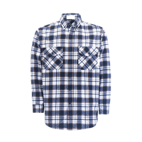 Kemeja Flanel Kotak-kotak Biru Putih Pria Lengan Panjang Kancing Depan Dengan Saku Dada Hangat Lembut