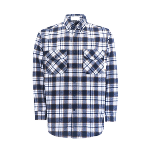 Camisa de franela a cuadros azul y blanca para hombre, manga larga, con botones, con bolsillo en el pecho, cálida y suave - Product Image 2