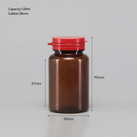 Bouteille en plastique PET marron de 120 ml pour capsules de vitamines et compléments alimentaires avec bouchon à anneau de traction – Prix usine