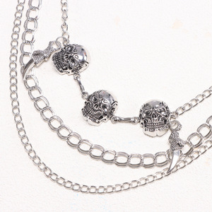 โซ่คล้องกางเกงโลหะหลายชั้นลายหัวกะโหลก สีเงินทิเบต สไตล์ฮิปฮอป  สำหรับตกแต่งกางเกงยีนส์ลำลอง - Product Image 3
