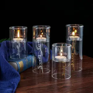 Contenitore per candele in vetro borosilicato trasparente soffiato a mano decorazione per festa di nozze