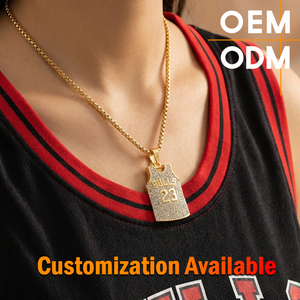 Nueva Joyería Hip-Hop Creativa y de Gran Venta, Chapada en Oro, con Circonitas, Personalizada con el Número <span class=keywords><strong>Jordan</strong></span> Colgante de cadena con eslabones de jersey 23 - Product Image 1