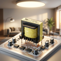 Transformateur de puissance à haute fréquence EE25 certifié, transformateur Flyback à insertion verticale pour PCB