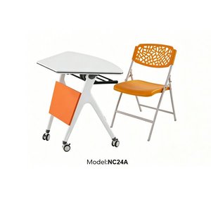 โต๊ะทำงานสี่เหลี่ยมปรับระดับได้ NC23 เฟอร์นิเจอร์สำนักงานทันสมัยพร้อมแผงสีเขียวและล้อเลื่อนสำหรับใช้ในโรงเรียน - Product Image 3