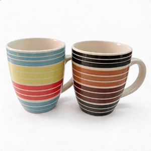 Tasses en céramique en gros au design circulaire, OEM bienvenu, tasses à <span class=keywords><strong>café</strong></span> en grès peintes à la main de 12 oz, sans BPA, compatibles micro-ondes et lave-vaisselle - Product Image 3