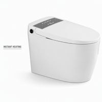 Toilette intelligente en céramique à poser au sol avec chasse d'eau à jet siphonique, stérilisation, séchage à air chaud, design moderne, télécommande