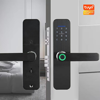 SAIJIA TUYA WIFI Serrure Intelligente en Aluminium pour Porte en Acier avec Télécommande par Téléphone Mobile, Empreinte Digitale, Carte RFID, Carte Mémoire, Clé et Mot de Passe Temporaire