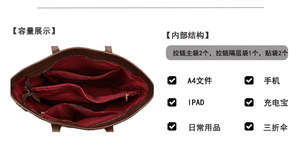 Nouveaux sacs à main de luxe grande capacité pour femmes, grandes tailles, tendance, sacs fourre-tout en cuir véritable de haute qualité pour femmes - Product Image 3
