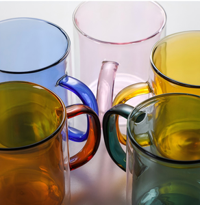 Tazza da Tè in <span class=keywords><strong>Vetro</strong></span> a Doppia Parete 350ml, Colore Personalizzabile, Bicchiere Resistente al Calore con Manico per Casa e Bar - Product Image 6
