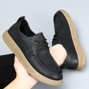 Chaussures bateau décontractées pour hommes à lacets, bout rond, couleur unie, tige en PU, semelle extérieure en caoutchouc, semelle intermédiaire en EVA, amorties, toutes saisons - Product Image 3