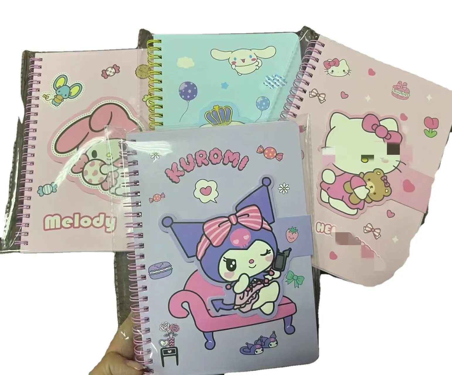 DHF588 มาใหม่Sanrioed A5 โน้ตบุ๊คน่ารักการ์ตูนเด็กประณีตPlanner 32Kเกลียวแม่เหล็กหัวเข็มขัดโน้ตบุ๊คเครื่องเขียน