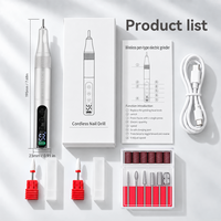 BORN PRETTY Ponceuse à ongles électrique sans fil rechargeable professionnelle 35000 tr/min avec écran LED, faible bruit, sans fil, pour usage en salon