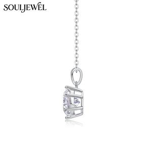 Collier de luxe avec pendentif en moissanite taille brillant, en argent sterling S925 plaqué rhodium, serti griffe, idéal pour fiançailles, mariage, cadeau, bijoux - Product Image 2