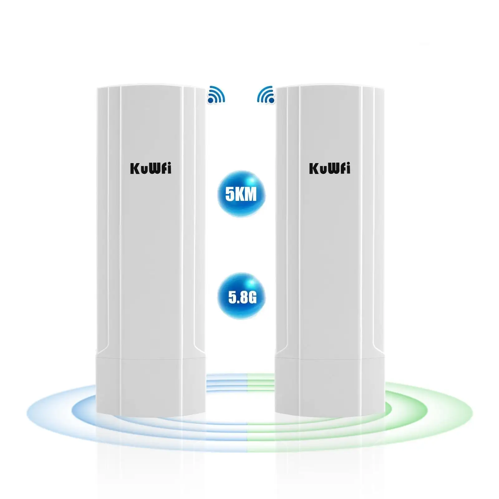 KuWFi Gigabit Wireless Outdoor Router 5.8G Wave2 WIFI Repeater Point to Point 3-5KM Extender 14dBi Antenna 48V POE WIFI Bridge