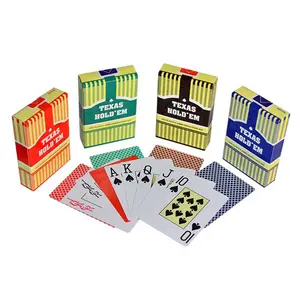 Grosir kopi kartu kartu-Texas Hold Em Pvc Huruf Besar Emas Merah Hijau Kopi Biru 100% Plastik Cetak Khusus Kartu Poker Kartu Bermain Kartu