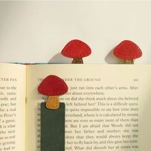 Cute Mushroom-Shaped <b>Bookmark</b> Mushroom Head PU Leather Page Marker for Books Student Reading Highlight Tag <b>Bookmark</b> - Product Image 4