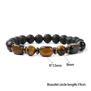 Nouvel Arrivage Transfrontalier : Bracelet pour Homme Ximang Square Tigereye avec Entretoise en Hématite, Fait Main, Extensible, Vente en Gros - Product Image 5