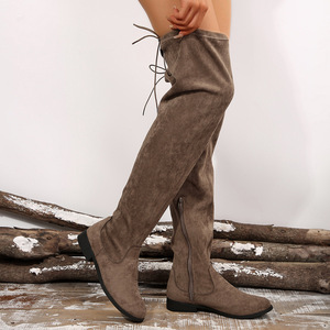 Bottes hautes <span class=keywords><strong>femme</strong></span> automne-hiver 2026, style cuir suédé, talon plat, grandes tailles, bottes d'équitation montantes - Product Image 2