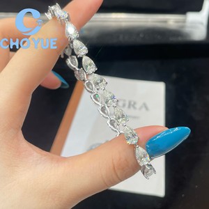 Pulsera de tenis de lujo de plata de ley 925 con moissanita, estilo Iced Out, joyería fina para hombres y mujeres, pasa la prueba del diamante, directo de fábrica - Product Image 6