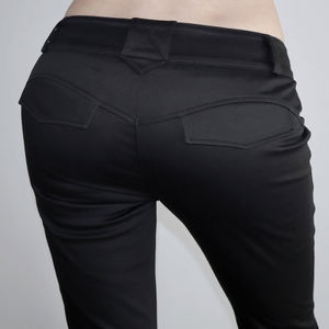 Pantalones de Pierna Ancha de Tiro Bajo Estilo Gótico para Mujer, Corte Regular, Color Sólido, Negro Básico, Casuales, para Primavera, Ropa Urbana - Product Image 4