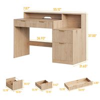 Creatief, duurzaam, ergonomisch bureau met grote opbergladen en een lakvrij houten oppervlak voor thuiskantoor en studie.