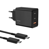 Chargeur rapide PD 65W 2C1A 3 ports, chargeur GaN, prise EU, adaptateur de charge rapide multi-ports portable pour téléphone portable, ordinateur portable