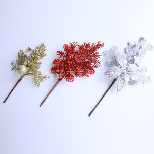 <span class=keywords><strong>D</strong></span>écorations de Noël Artisanales : Branches <span class=keywords><strong>d</strong></span>'Imitation de Baies, Bouquet Scintillant Or et Argent avec Combinaison de Têtes de Fleurs - Product Image 3