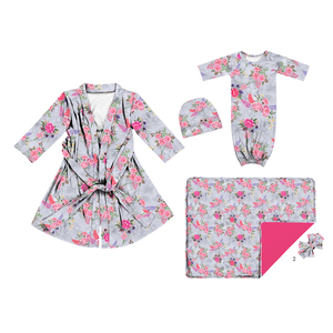 PJA-011 5pcs Pack Rose Floral Maman et Moi De Maternité Robe et Correspondant Bébé Ensemble - Product Image 2