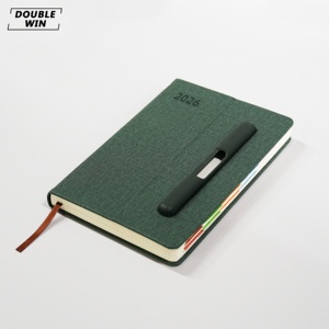 Agenda/Diario Español A5 2026 2027 con Cubierta de Cuero PU, Impresión de Logotipo Personalizado, con Portaplumas - Product Image 1