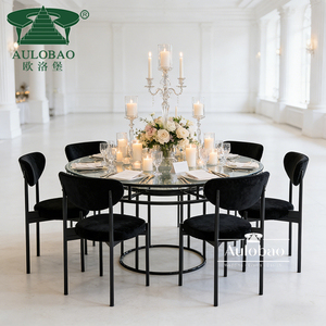 Table et chaises de restaurant en verre à cadre en métal noir - Product Image 3