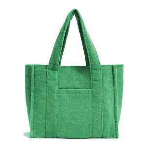 New Design Trendy Large capacity terry tote bag cotton towel beach bag