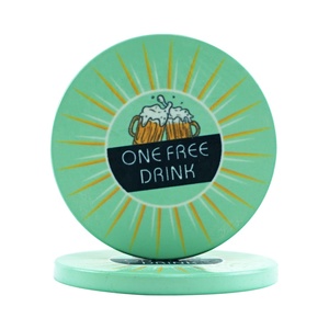 Jetons personnalisés avec motif de boisson gratuit, 39 mm, 10 g, jetons de poker en céramique polie pour restaurants, bars, salles de poker - Product Image 1