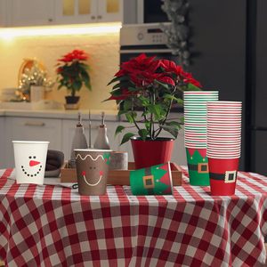 100-teilige biologisch abbaubare Einweg-Pappbecher mit 9 Unzen Weihnachts art Schneeflocke Santa Snowman ELK Light Design für den täglichen Tee Kaffee - Product Image 5