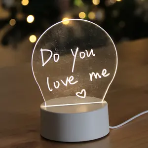 3 Colors creative luminous wood 3D Lamp base DIY Graffiti memo Acrylic message board light wooden LED night light base