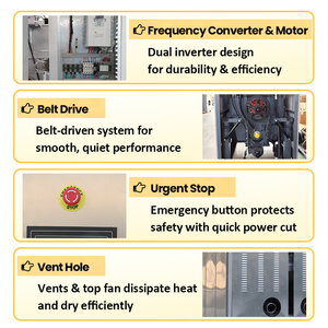 Laveuse industrielle à charge lourde (50-100 kg) avec nettoyage à l'eau chaude, machine à laver et à sécher à double usage - Product Image 4