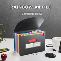 Vente à prix réduit, classeur accordéon de format A4, couleur arc-en-ciel, organisateur de fichiers extensible, matière plastique PP, logo personnalisé