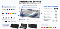 Clavier de jeu mécanique sans fil tri-mode avec fixation Gasket, hot-swap, touches PBT ABS double injection, RVB, touches latérales et bouton intelligent