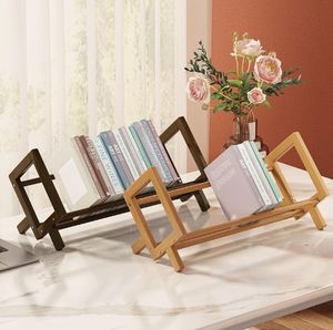 Estantería de escritorio de madera, organizador de estantes de libros de escritorio, librería inclinable de madera en la sala de estar - Product Image 6