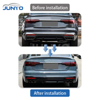 Kit carrosserie Junyo modifié, diffuseur de pare-chocs arrière à quatre sorties, lèvre arrière noire brillante, embout d'échappement pour Audi A4 S4 2020-2025