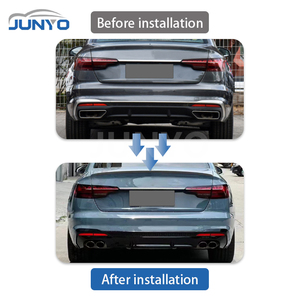 Kit carrosserie Junyo modifié, diffuseur de pare-chocs arrière à quatre sorties, lèvre arrière noire brillante, embout d'échappement pour <span class=keywords><strong>Audi</strong></span> A4 <span class=keywords><strong>S4</strong></span> 2020-2025 - Product Image 2