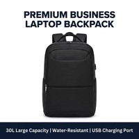 Sac à dos professionnel pour ordinateur portable 15,6 pouces, étanche, avec port USB, portable, durable, design minimaliste, fermeture éclair classique en polyester