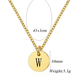 Collier pendentif Lettre d'amour NIBASTAR, chaîne en acier inoxydable plaqué or, bijoux de mode pour femme, usage quotidien, breloque ronde de 10 mm - Product Image 2