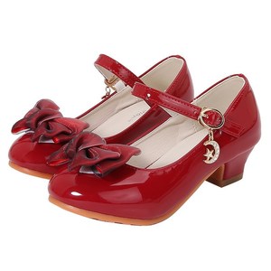 2026 New Girls' Princess Shoes Spring & Autumn Kids Soft Sole Red Leather Shoes Little Girls Bow Anti-slip High Heels - Product Image 5