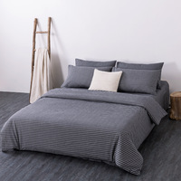 Housse de couette brodée, ensemble de draps en velours, housse de couette rayée, couvre-lit blanc pour hôtel, drap de lit en velours, draps blancs pour hôtel