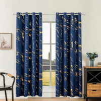 Rideaux occultants en tissu polyester laminé feuille d'or marbrée, à œillets, isolants thermiques, prêts à poser pour fenêtre de chambre