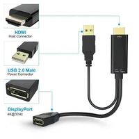 Adaptador HDMI a DisplayPort 4K 60Hz UHD con Logotipo Personalizado, Chapado en Oro, con Alimentación USB, Cable HDMI a DP para Monitor, PC, Laptop
